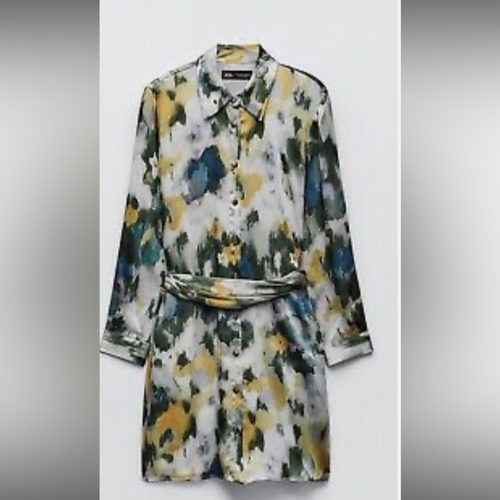 ZARA short dress, tie dye like print, size large NWT